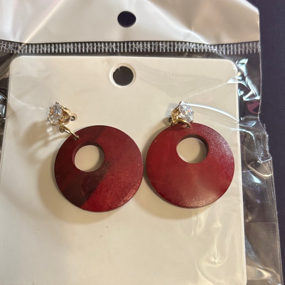 Elegant Red Circle Earrings